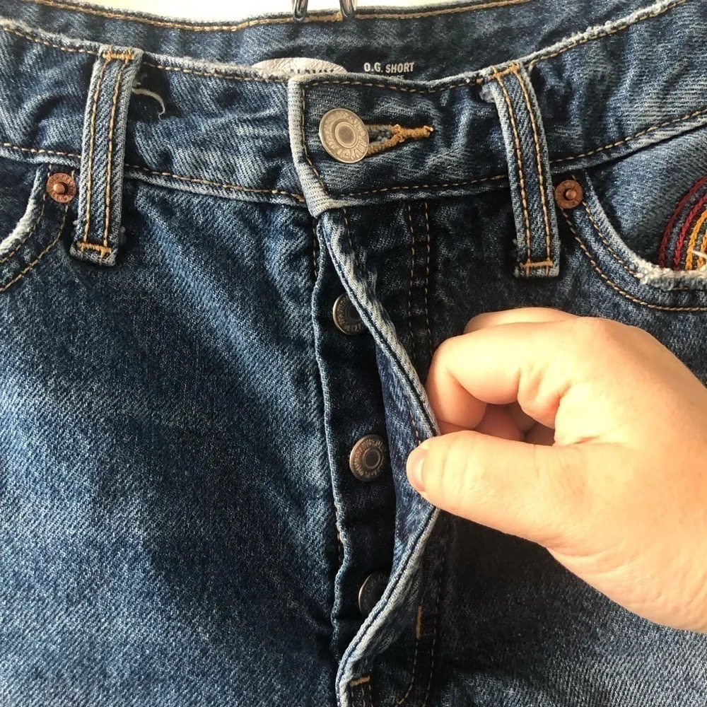 ☀️OLD NAVY Rainbow OG High Rise Distressed Button Fly Shorts - Picture 7 of 10